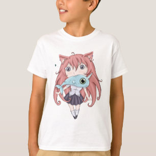 Chibi kattflicka med babyen Narwal Tröja