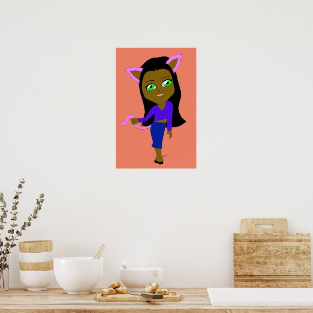 chibi kattflicka poster (Kök)