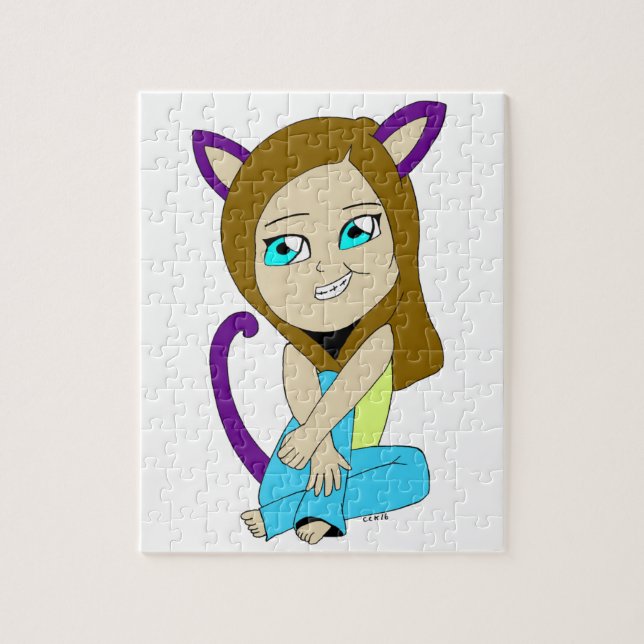 chibi kattflicka pussel (Vertikal)