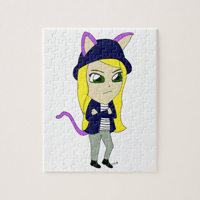 chibi kattflicka pussel (Vertikal)