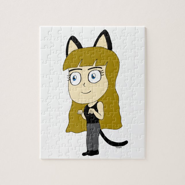 chibi kattflicka pussel (Vertikal)