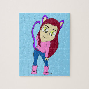 chibi kattflicka  pussel