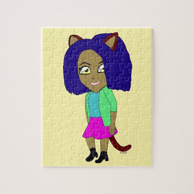 chibi kattflicka pussel (Vertikal)