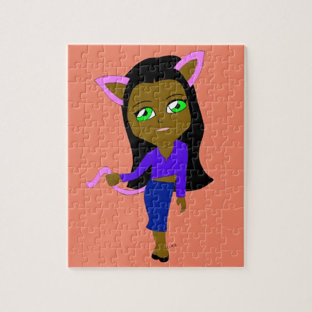 chibi kattflicka pussel (Vertikal)