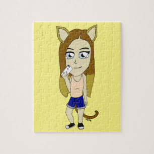 Chibi kattflicka pussel