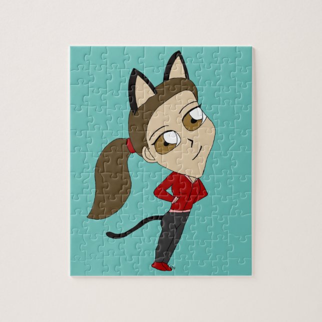 chibi kattflicka  pussel (Vertikal)