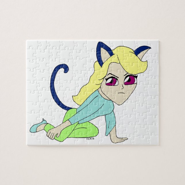 chibi kattflicka  pussel (Horisontell)