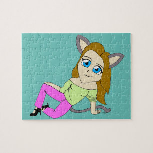 chibi kattflicka pussel