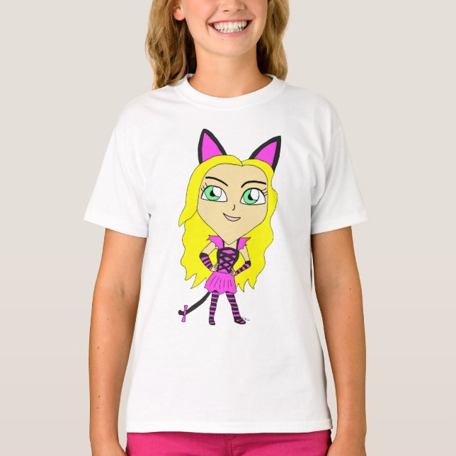 chibi kattflicka  t shirt (Framsida)
