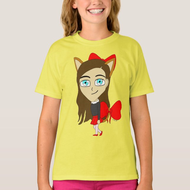 chibi kattflicka  t shirt (Framsida)