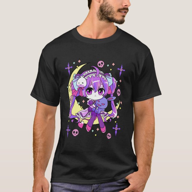Chibi Kawaii Anime Pastel Goth för T Shirt (Framsida)