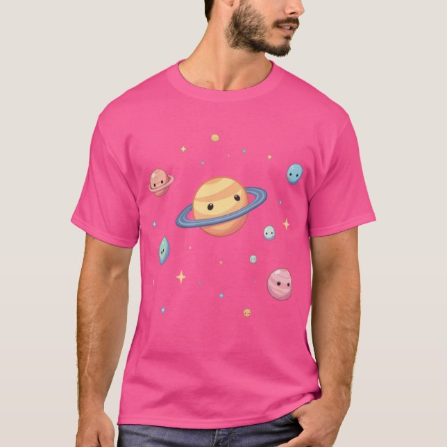Chibi Kawaii Planets T Shirt (Framsida)