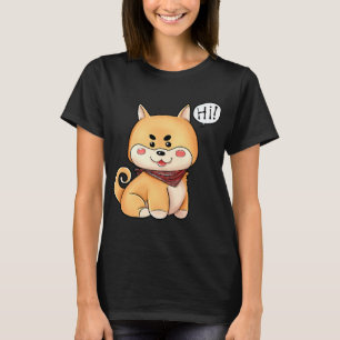 Chibi Kawaii Shiba Inu Hund say Hi T Shirt