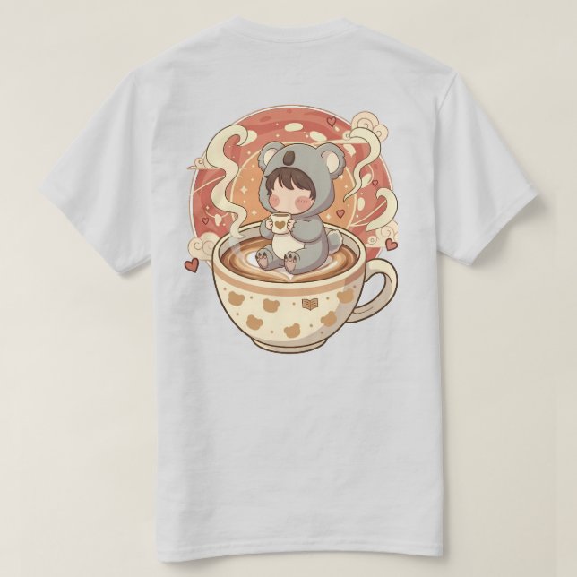 Chibi Koala Kaffeäventyr Herr Grafisk T-Shirt (Design baksida)