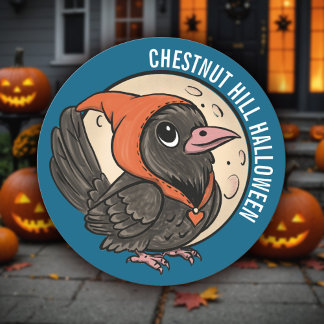 Chibi-Kråka och fullkomligt måncute Halloween-skol Runt Klistermärke