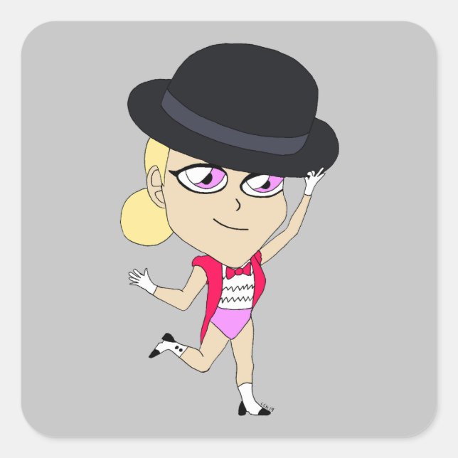 chibi-kvadratdekal fyrkantigt klistermärke (Framsida)