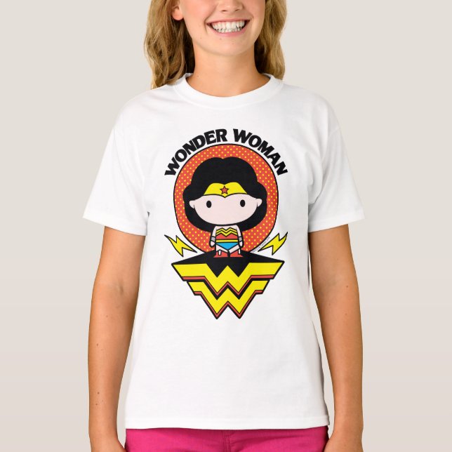 Chibi  kvinna med Polka dots och Logotyp Tee Shirt (Framsida)