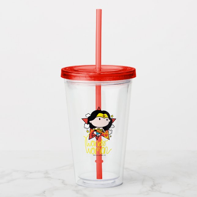 Chibi  kvinnor som flyger med lasso take away mugg (Framsida)