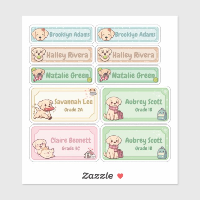Chibi Labrador Namn Etiketter (Ark)