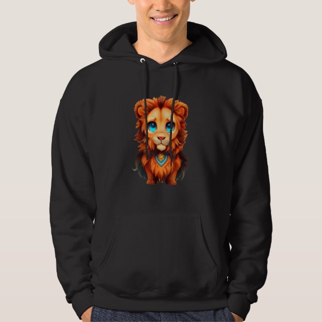 Chibi Lejon Cute Lejonare Kung i Jungle Hoodie (Framsida)