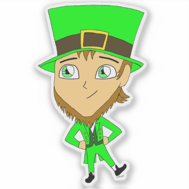 chibi leprechaun klistermärken (Framsida)