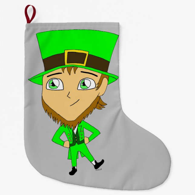 chibi leprechaun stor julstrumpa (Framsidan)