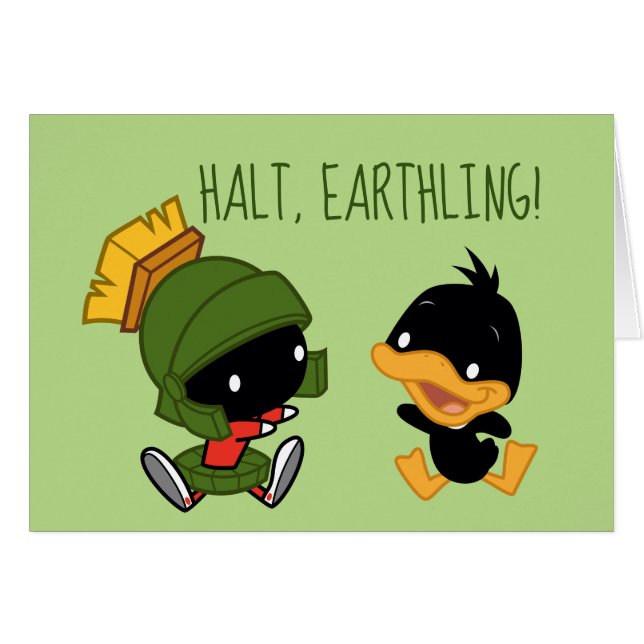 Chibi MARVIN THE MARTIAN™ & DAFFY ANKA™ Hälsningskort (Framsidan Horizontal)