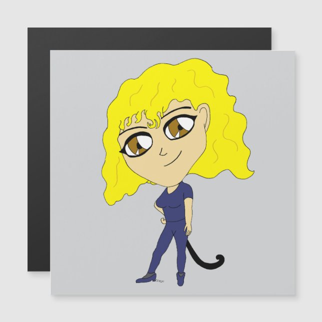 Chibi med en katt som svan (Fram/baksida)