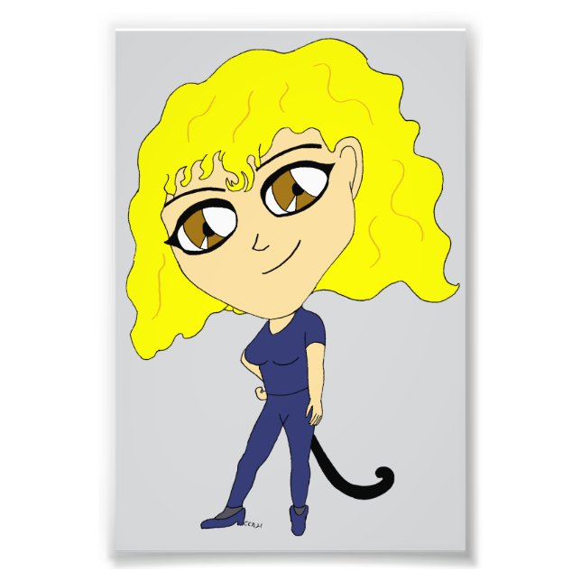 Chibi med en katt som svan fototryck (Framsidan)