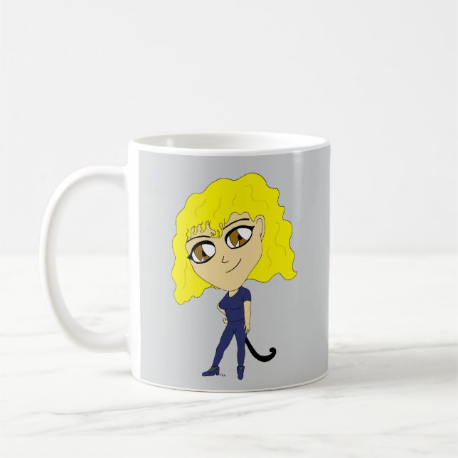 Chibi med en katt som svan kaffemugg (Vänster)