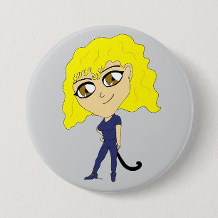 Chibi med en katt som svan knapp