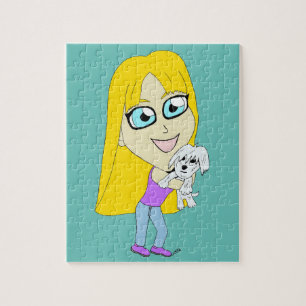 Chibi med en valp pussel