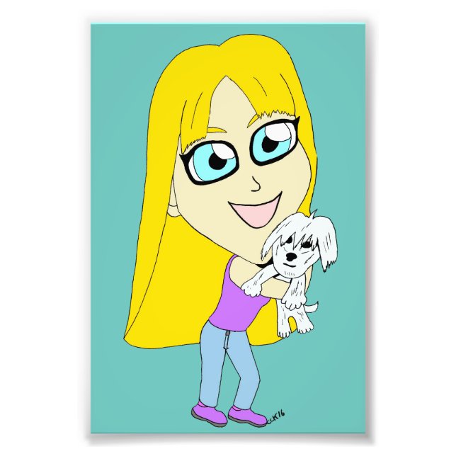 Chibi med valp fototryck (Framsidan)