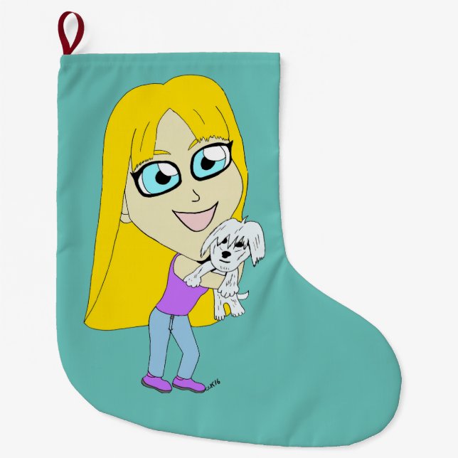 Chibi med valp stor julstrumpa (Framsidan)