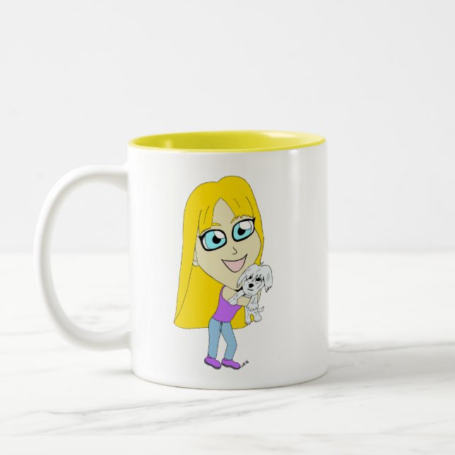 Chibi med valp Två-Tonad mugg (Vänster)