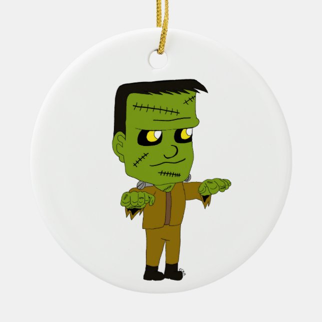 chibi monster julgransprydnad keramik (Framsidan)