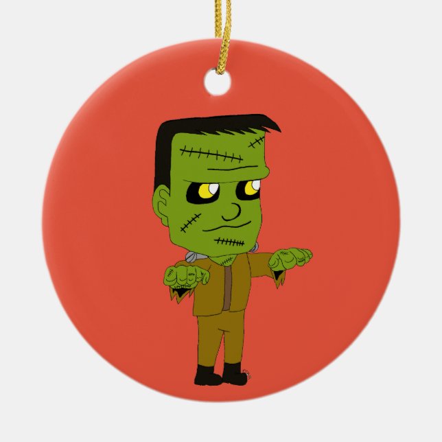chibi monster julgransprydnad keramik (Framsidan)