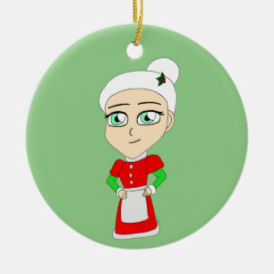 chibi Mrs. claus ceramic ornament
