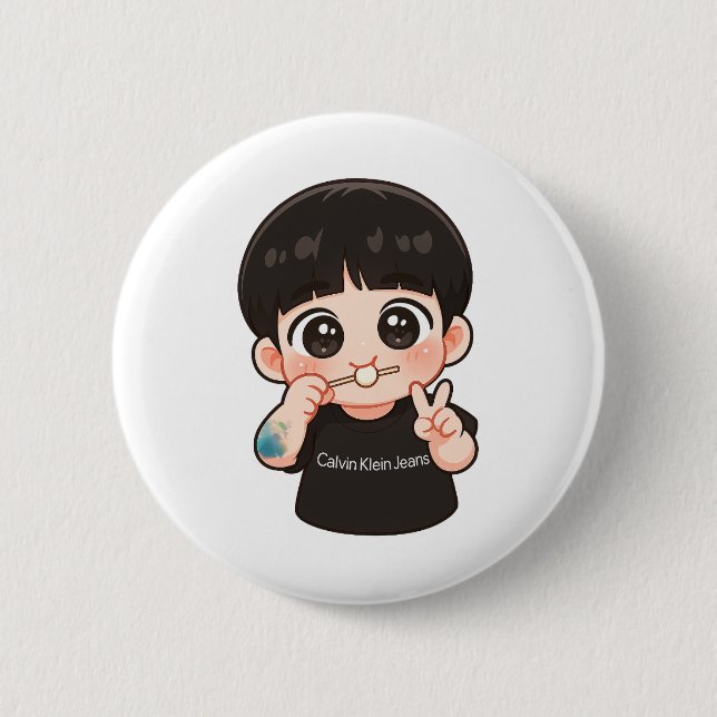 Chibi Music Pin – Golden Era Inspired Badge Knapp (Framsida)