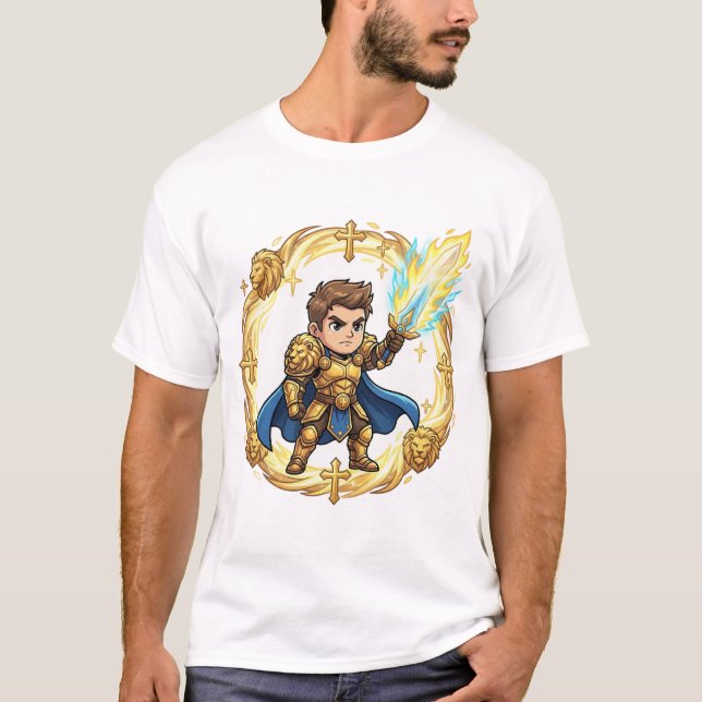 Chibi Paladin Holy Knight Way of the Saint  T Shirt (Framsida)