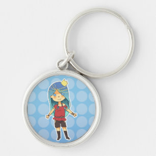 Chibi princesskeychain rund silverfärgad nyckelring