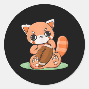 Chibi Red Panda with Football Sport Anime Otaku Runt Klistermärke