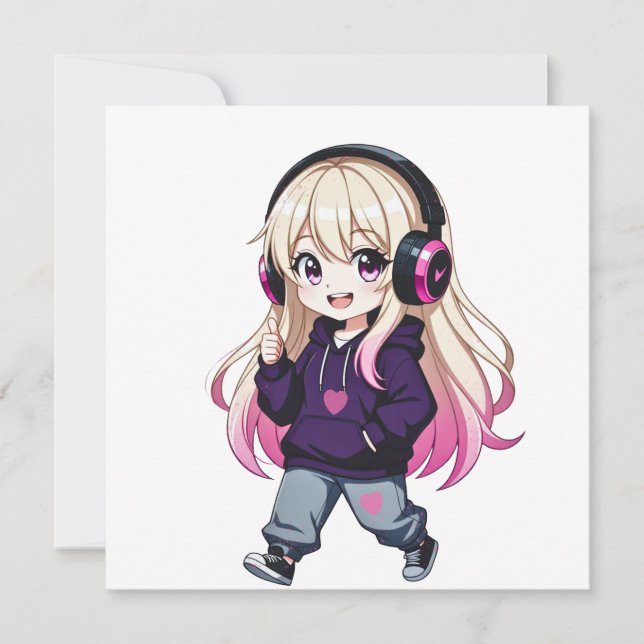 Chibi Rolig Inbjudningar (Framsida)