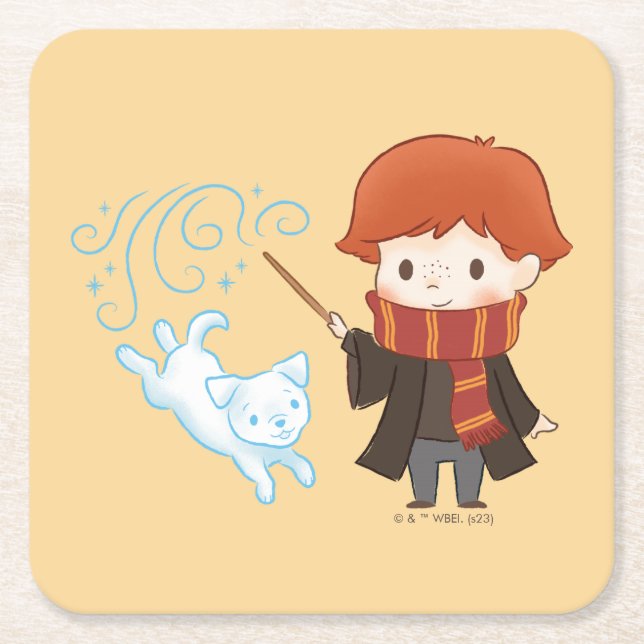 Chibi Ron Weasley Patronus Underlägg Papper Kvadrat (Framsidan)