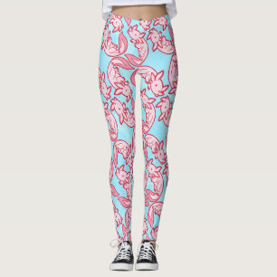 Chibi rosa Axolotlmönster Chido Leggings