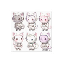 Chibi Rymdforskare Kattungar Kawaii Besättning