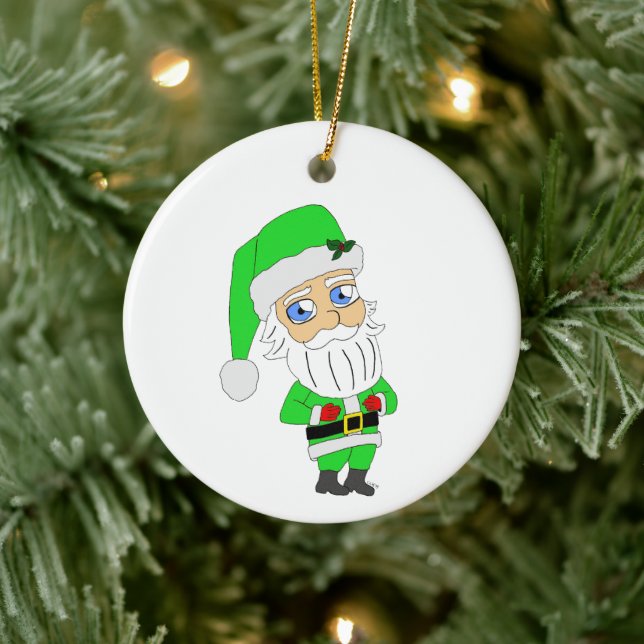 Chibi Santa green suit Julgransprydnad Keramik (Träd)