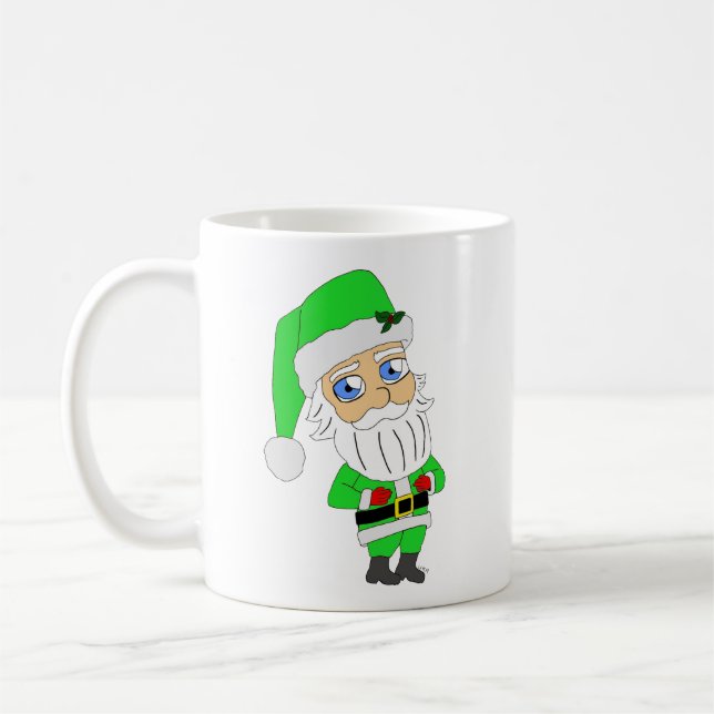 Chibi Santa green suit Kaffemugg (Vänster)