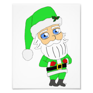 Chibi Santa grön dräkt Fototryck