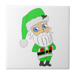 Chibi Santa grön dräkt Kakelplatta